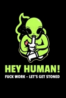 Hey Human - Fuck Work, Let's Get Stoned: Lined Stoned Alien notebook, funny journal for birthday, christmas, valentines day 1697538932 Book Cover