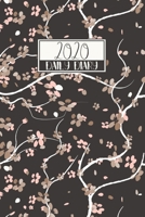 2020: A5 Daily Diary Day on A Page Lined Journal DO1P Day to View Planner Black & Pink Cherry Blossom Tree Pattern 1706156456 Book Cover