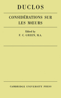 Considrations Sur Les Moeurs de Ce Sicle 1104087057 Book Cover