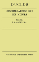 Consid�rations Sur Les Moeurs de Ce Si�cle 1104087057 Book Cover