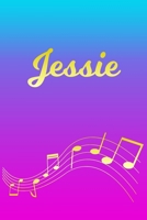 Jessie: Sheet Music Note Manuscript Notebook Paper Pink Blue Gold Personalized Letter J Initial Custom First Name Cover Musician Composer Instrument Composition Book 12 Staves a Page Staff Line Notepa 1706645805 Book Cover