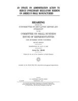 An update on Administration action to reduce unnecessary regulatory burdens on America's small manufacturers 1653442328 Book Cover