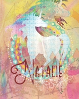 Natalie: Colorful Rainbow Unicorn - 8"X10" Girl's Composition Wide Ruled Notebook 1689841907 Book Cover