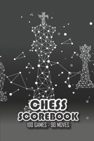 Chess Scorebook - 100 Games - 90 moves: Chess notation books | Chess recording book | 101 pages, 6"x9" | Chess notebook | Paperback | black background ... low polygon dot connected line chess piece 1672577306 Book Cover