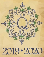 Weekly Planner Initial Letter “Q” Monogram September 2019  -  December 2020: 15 Month Large Print Schedule Organizer by Week for Teachers and Students ... (Leafed Blue Initial - Parchment Background) 1691010979 Book Cover