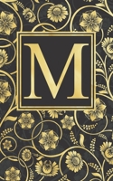 M: Beautiful Initial Monogram Letter M Fancy Journal Notebook Gorgeous Personalized Medium Lined Journal & Diary for Writing & Note Taking for Girls and Women Black Grey and Gold Floral Print 1695405900 Book Cover