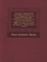 Recherches Exp�rimentales Anatomiques, Chimiques, Etc., Sur La Physique Des Animaux Mammif�res Hybernans... Notamment Les Marmottes, Les Loirs, Etc: Ouvrage Qui a Remport� Le Prix, Le 4 Janvier 1808,  0341378526 Book Cover