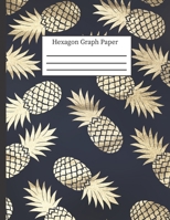 Hexagon Graph Paper: Hexagonal Notebook Paper: 0.2 Hexes, Small Hex Grid Note Book Pad: 8.5 x 11 108 Pages, Pretty Navy Pineapple 1688231579 Book Cover