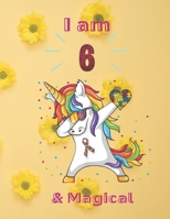 Unicorn SketchBook: I Am 6 & Magical With Unicorn Inside More Space for Sketching and Drawing and Writing Journal for Kids and Girls Marble Size 8.5in x 11in with 110 Pages 1654359386 Book Cover