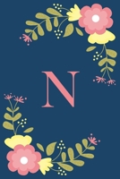 N: Floral Personalized Initial N Monogram Pink Floral Notebook Journal Gift for Women, Girls and School Wide Rule 120 Lined Pages,Sof Cover, 6x9 Paperback, Matte Finish 1678744956 Book Cover