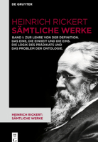 Zur Lehre von der Definition. Das Eine, die Einheit und die Eins. Die Logik des Pr�dikats und das Problem der Ontologie 311056615X Book Cover