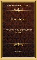 Recensionen: Varianten Und Erganzungen (1904) 1161018794 Book Cover