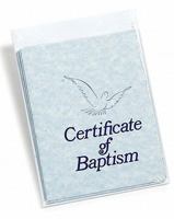 Baptism: Attractive Cover Design on Blue Parchment Paper. Inside Pages Contain Appropriate Scripture Verses on Baptism and Certificate to Be Completed. 4 7/8x6 1/4 Folded. Includes Envelopes 0805472711 Book Cover