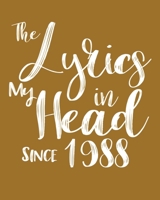 The Lyrics In My Head Since 1988  Notebook Birthday Gift: Blank Sheet Music Notebook / Journal Gift, 120 Pages, 5x8, Soft Cover, Matte Finish 1674368666 Book Cover