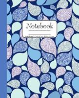 Notebook Wide Ruled 7.5 x 9.25 in / 19.05 x 23.5 cm: Composition Book, Blue and Purple Paisley Design Cover, C758 1078123055 Book Cover