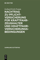 Pflichtversicherung F�r Kraftfahrzeughalter Und Kraftfahrversicherungsbedingungen 3111295516 Book Cover