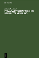 Privatwirtschaftslehre Der Unternehmung 3112600932 Book Cover