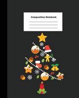 Composition Notebook: Christmas Tree Element on Black Wide Ruled Note 1790370655 Book Cover