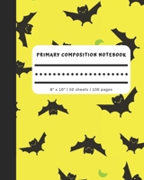 Primary Composition Notebook: Yellow Note Book with Picture Space and Dashed Mid Line -Creative Kindergarten Draw & Write Journal, Cute Black Bats on Cover 1089219342 Book Cover