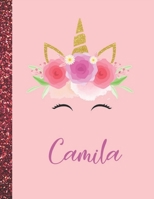 Camila: Camila Marble Size Unicorn SketchBook Personalized White Paper for Girls and Kids to Drawing and Sketching Doodle Taking Note Size 8.5 x 11 1658391721 Book Cover
