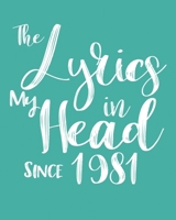 The Lyrics In My Head Since 1981  Notebook Birthday Gift: Blank Sheet Music Notebook / Journal Gift, 120 Pages, 5x8, Soft Cover, Matte Finish 1674324804 Book Cover