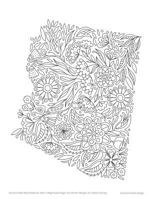 Arizona State Map Notebook with College Ruled Pages and Flower Margins for Adult Coloring 1798820498 Book Cover