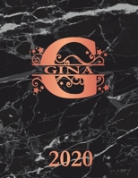 Gina: 2020. Personalized Name Weekly Planner Diary 2020. Monogram Letter G Notebook Planner. Black Marble & Rose Gold Cover. Datebook Calendar Schedule 1708211950 Book Cover