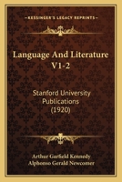 Language And Literature V1-2: Stanford University Publications 1167244249 Book Cover