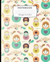 Notebook: Matroska Russian doll pattern Composition Notebook. 100 pages Wide Ruled Book 7.5 x 9.25 in journal for elementary students, teachers, girls, boys, kids, college students. 1080150471 Book Cover