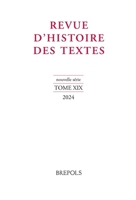 Revue d'Histoire Des Textes, N.S. 19/2024 2503608817 Book Cover