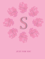 S: Monogram Initial S  Letter Ruled Notebook for Women,Girl and School, Pink Floral Cover 8.5'' x 11'', 100 pages B083XQ1HBL Book Cover