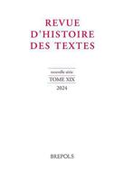 Revue d'Histoire Des Textes, N.S. 19/2024 2503608817 Book Cover