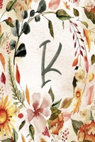 K: Orange Brown Floral 6x9 Lined Notebook 1705923240 Book Cover