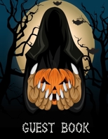 Guest Book: Halloween Party Guestbook Supply Essential,8.5 x 11 Sized, 100 Pages | Ideal for Halloween Costume Party 1697134335 Book Cover