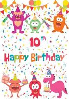 Happy 10th Birthday Notebook: Cute Cartoon Writing Journal Lined Pages Size 7x10 Inches 100 Pages 1721608648 Book Cover