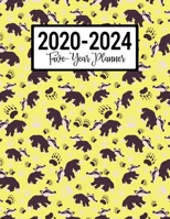 2020-2024 Five-Year Planner: Yellow Badger Pattern 60-Month Calendar 1701177595 Book Cover
