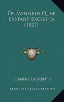 De Mensibus Quae Exstant Excerpta (1827) 1161046216 Book Cover