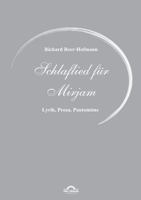 Richard Beer-Hofmann: Schlaflied Fur Mirjam 3868155392 Book Cover