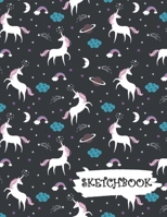 Sketchbook: Unicorns in Space Fun Framed Drawing Paper Notebook 169108977X Book Cover