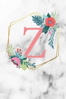 Z: Monogramm Buchstabe Z 120 Seiten DIN A5 Notizbuch Marmor Gold Wei� personalisiert Name farbige Blumen Initial Tagebuch f�r Frauen und M�dchen 1700669524 Book Cover