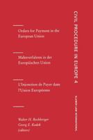 Orders for Payment in the European Union: Orders for Payment, Vol 4 9041115269 Book Cover