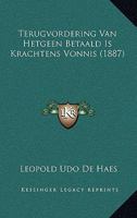 Terugvordering Van Hetgeen Betaald Is Krachtens Vonnis (1887) 1167398092 Book Cover