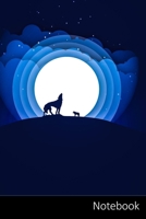 Notebook: Mois, La Pleine Lune, Le Loup, La Nuit Carnet / Journal / Livre d'écriture / Calepin / Agenda / Notes - 6 x 9 pouces (15,24 x 22,86 cm), 110 pages, surface brillante. 1675915105 Book Cover