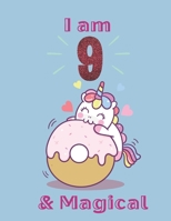 Unicorn SketchBook: I Am 9 & Magical With Unicorn Inside More Space for Sketching and Drawing and Writing Journal for Kids and Girls Marble Size 8.5in x 11in with 110 Pages 1654363022 Book Cover