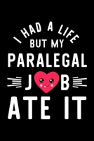 I Had A Life But My Paralegal Job Ate It: Hilarious & Funny Journal for Paralegal Funny Christmas & Birthday Gift Idea for Paralegal Paralegal Notebook 100 pages 6x9 inches 1704285313 Book Cover