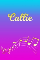 Callie: Sheet Music Note Manuscript Notebook Paper - Pink Blue Gold Personalized Letter C Initial Custom First Name Cover - Musician Composer Instrument Composition Book - 12 Staves a Page Staff Line  1706606613 Book Cover