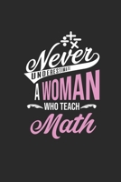 Never Underestimate A Woman Who Teach Math: Dotted Bullet Notebook (6 x 9 - 120 pages) Teachers Notebook for Daily Journal, Diary, and Gift 1674240643 Book Cover