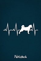 Notizbuch: Blaues liniertes American Akita Herzschlag Hunde Notizheft ca DIN A5 weiß liniert 110 Seiten (German Edition) 1650198582 Book Cover