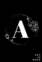 Simple Black Initial Letter A Notebook with Rose Floral Journal for Women, Girls Birthday Gift and School: Lined Notebook / Journal Gift, 120 Pages, 6x9, Soft Cover, Matte Finish 167732158X Book Cover