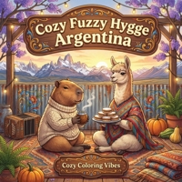 Cozy Fuzzy Hygge Argentina: Bold & Easy Line Art Designs Coloring Book | Fun South American Cultural Comfort Scenes, Cute Animal Travel Adventure | ... Fuzzy Hygge World Travel for Stress Relief) 1965964486 Book Cover